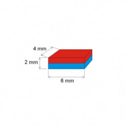 Magnet neodim bloc 6x4x2 N 120 °C, VMM65H-N44H