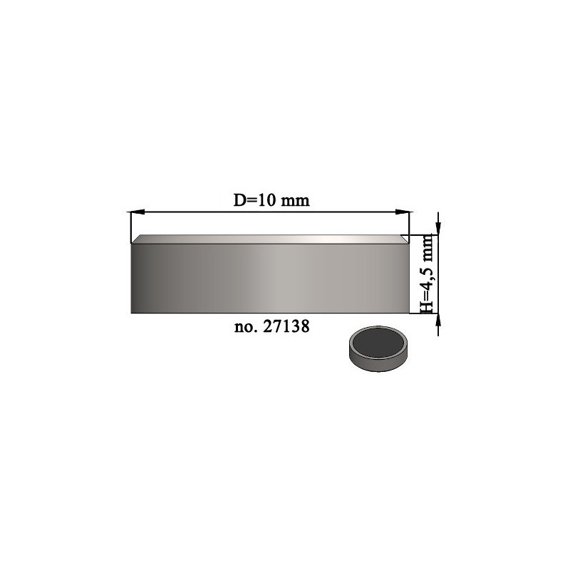 Magnet oală diam. 10 x înălțime 4,5 mm, fără filet