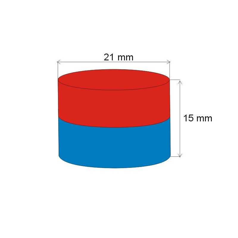 Magnet neodim cilindru cu diam.21x15 N 80 °C, VMM4-N35