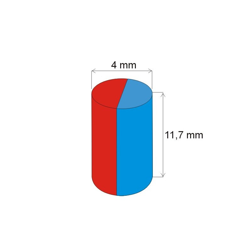 Magnet neodim cilindru cu diam.4x11,7 N 80 °C, VMM4-N35