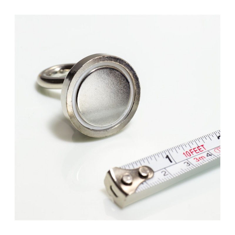 Cârlig magnetic argintiu, diametru 32 mm, NdFeB, forță de rupere 34 kg
