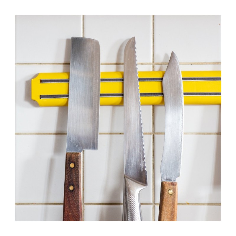 Suport magnetic pentru cuțite și ustensile de bucătărie, lungime 38 cm - galben