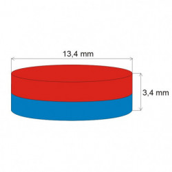 Magnet neodim cilindru cu diam.13,4x3,4 N 80 °C, VMM4-N35