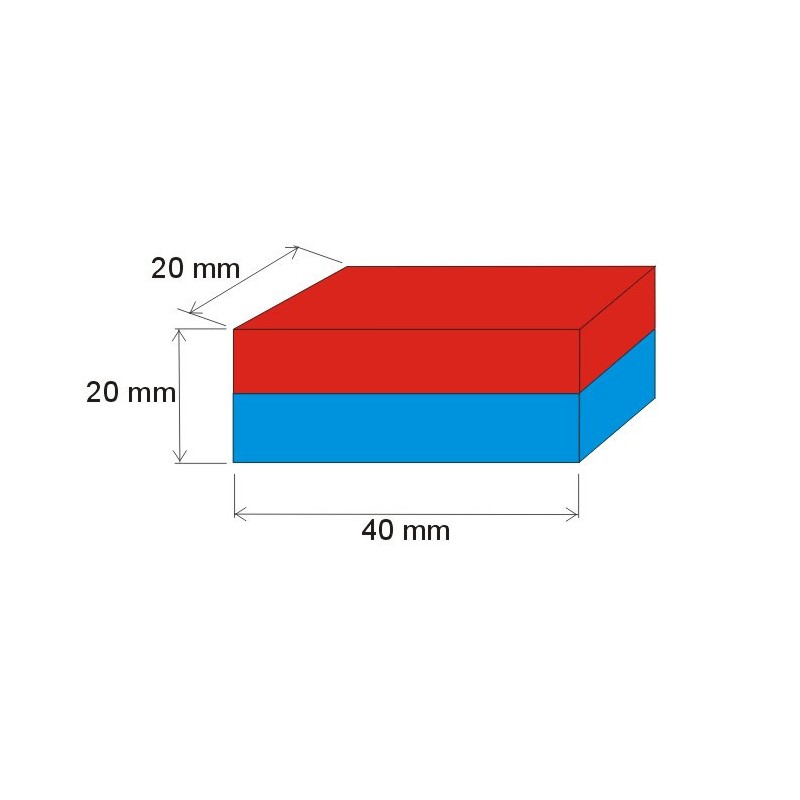 Magnet neodim bloc 40x20x20 N 120 °C, VMM4H-N35H