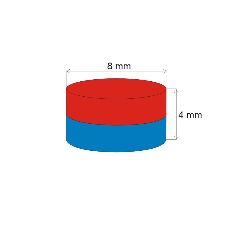 Magnet neodim cilindru cu diam.8x4 N 120 °C, VMM4H-N35H