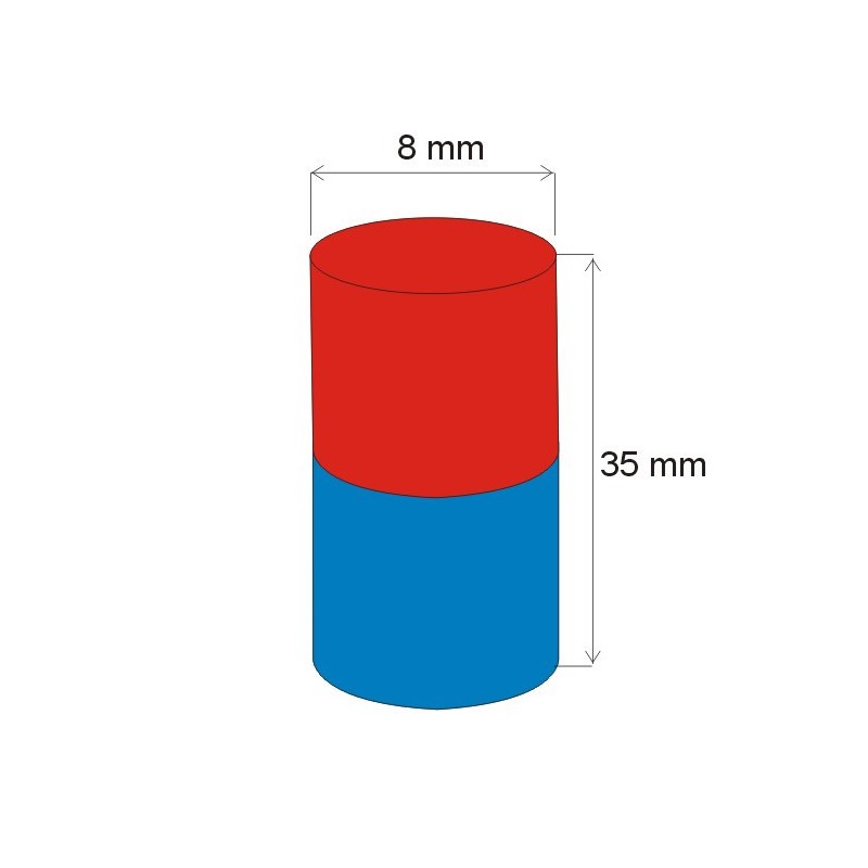 Magnet neodim cilindru cu diam.8x35 N 180 °C, VMM4UH-N35UH