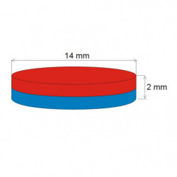 Magnet neodim cilindru cu diam.14x2 N 80 °C, VMM5-N38