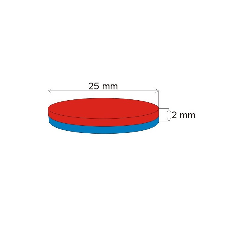 Magnet neodim cilindru cu diam.25x2 N 80 °C, VMM4-N35