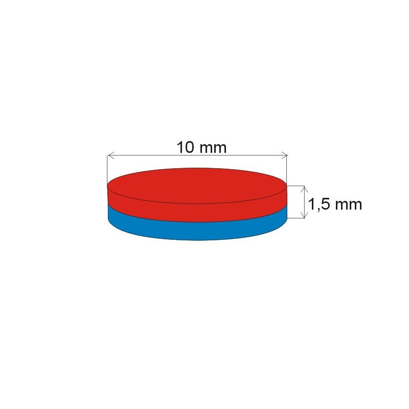 Magnet neodim cilindru cu diam.10x1,5 N 80 °C, VMM4-N35