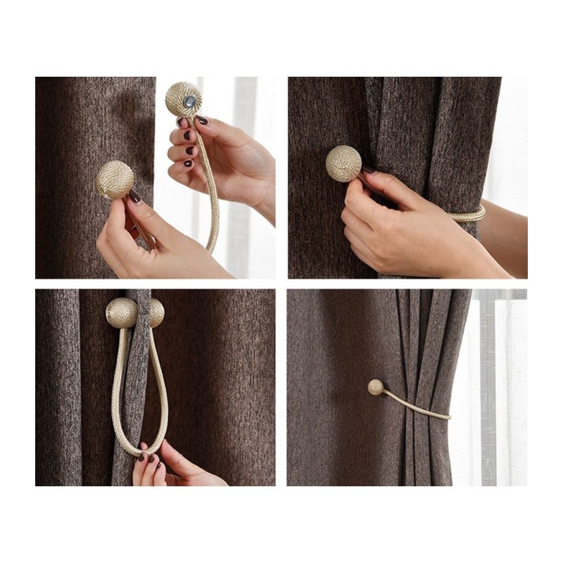 Agrafă magnetică pentru draperii, set de 2 bucăți - bej