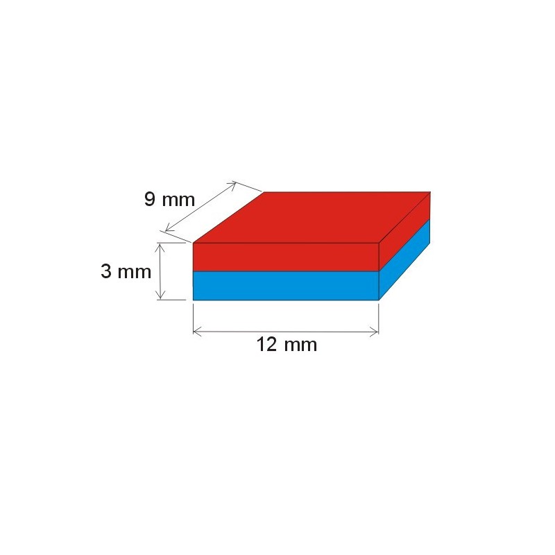 Magnet neodim bloc 12x9x3 P 180 °C, VMM5UH-N35UH
