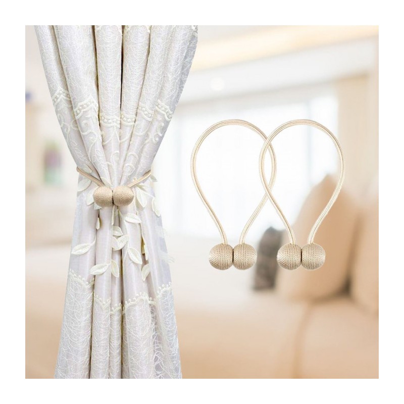 Agrafă magnetică pentru draperii, set de 2 bucăți - bej