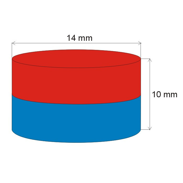 Magnet neodim cilindru cu diam.14x10 N 80 °C, VMM5-N38