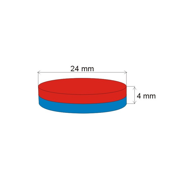 Magnet neodim cilindru cu diam.24x4 N 80 °C, VMM4-N35