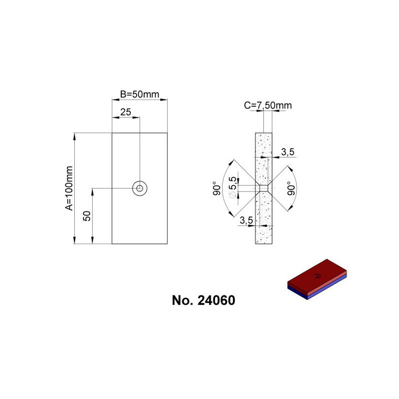 Magnet neodim bloc 100x50x15 N 80 °C, VMM5-N38