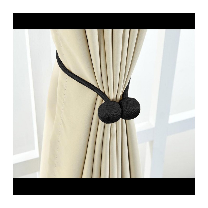 Agrafă magnetică pentru draperii, set de 2 bucăți - negru