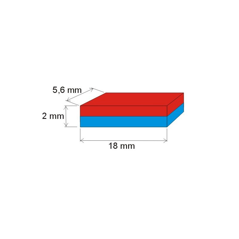 Magnet neodim bloc 18x5,6x2 P 180 °C, VMM5UH-N35UH