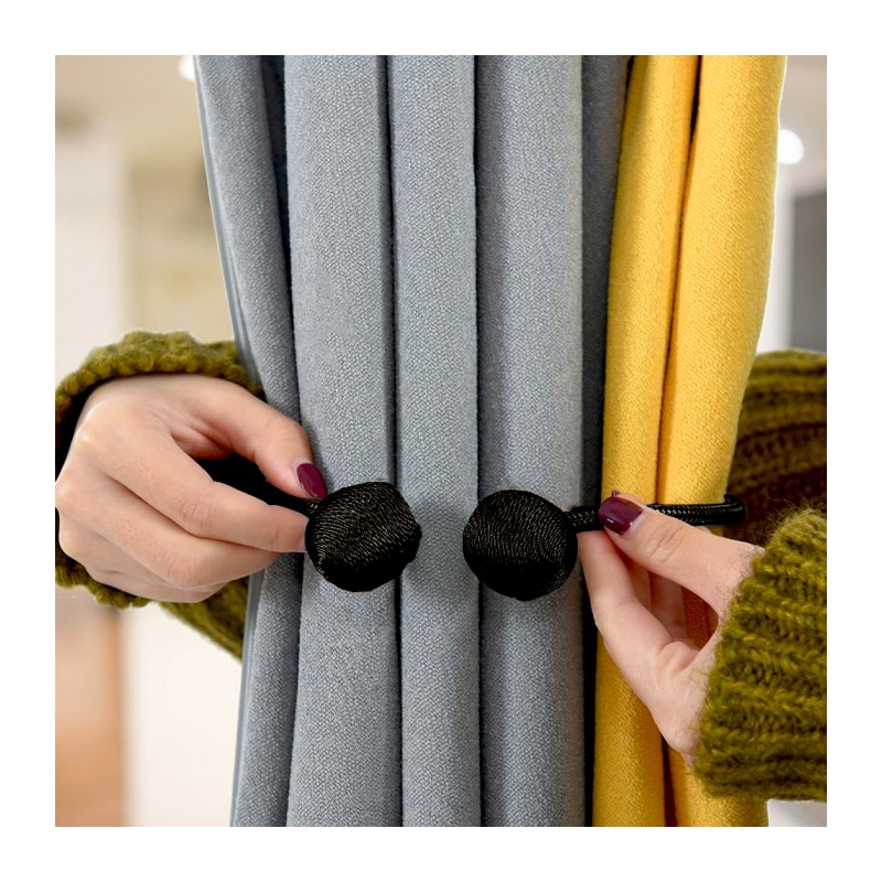 Agrafă magnetică pentru draperii, set de 2 bucăți - negru