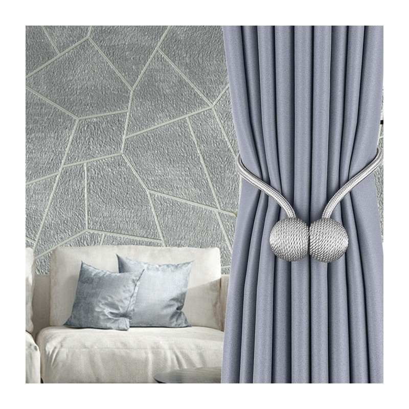 Agrafă magnetică pentru draperii, set de 2 bucăți - argintiu