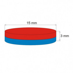 Magnet neodim cilindru cu diam.15x3 N 80 °C, VMM8-N45