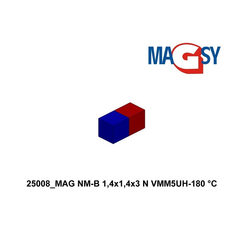 Magnet neodim bloc 1,4x1,4x3 VMM5UH-180 °C