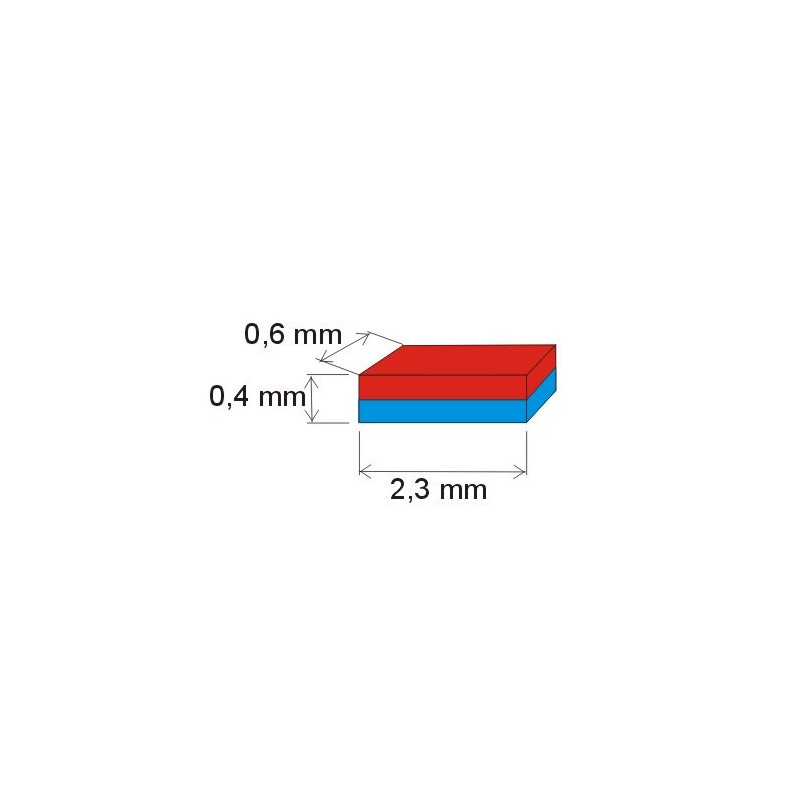Magnet neodim bloc 2,3x0,6x0,4 P 150 °C, VMM8SH-N45SH