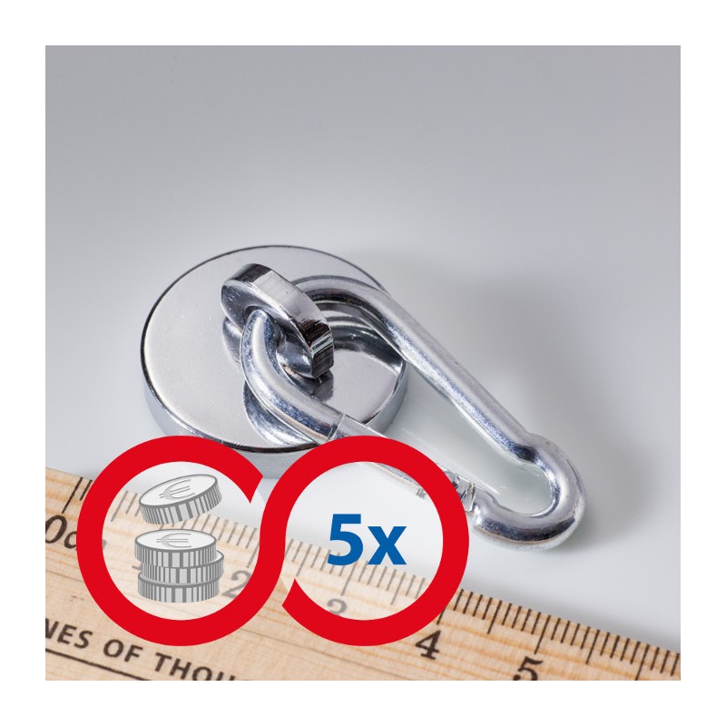 Magnet puternic cu carabină - set 5 buc
