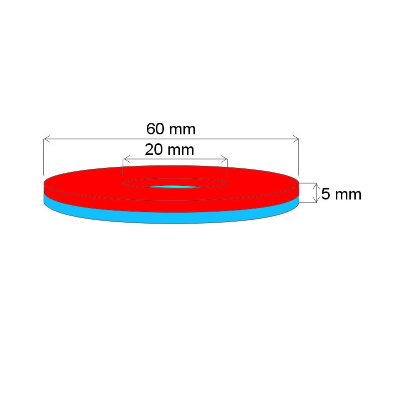 Magnet neodim inel cu diam.60x diam.20x5 N 80 °C, VMM5-N38