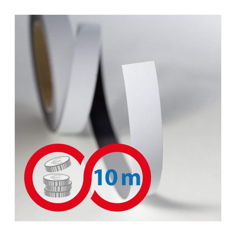 Bandă magnetică 20x0,6 mm alb - lungime 10 m