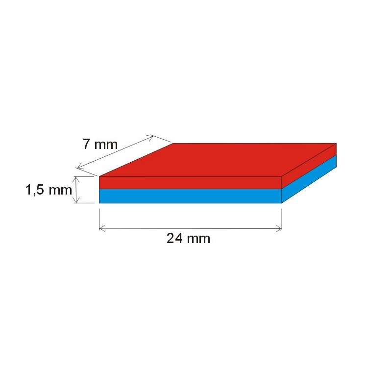 Magnet neodim bloc 24x7x1,5 P 180 °C, VMM6UH-N38UH