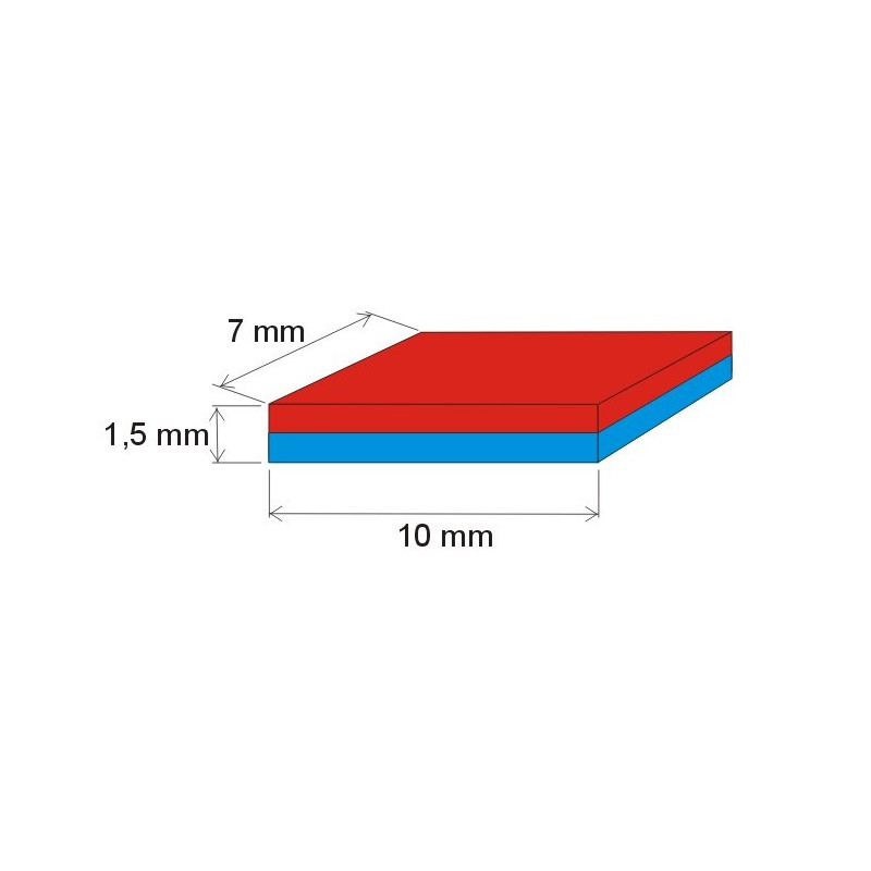 Magnet neodim bloc 10x7x1,5 N 180 °C, VMM6UH