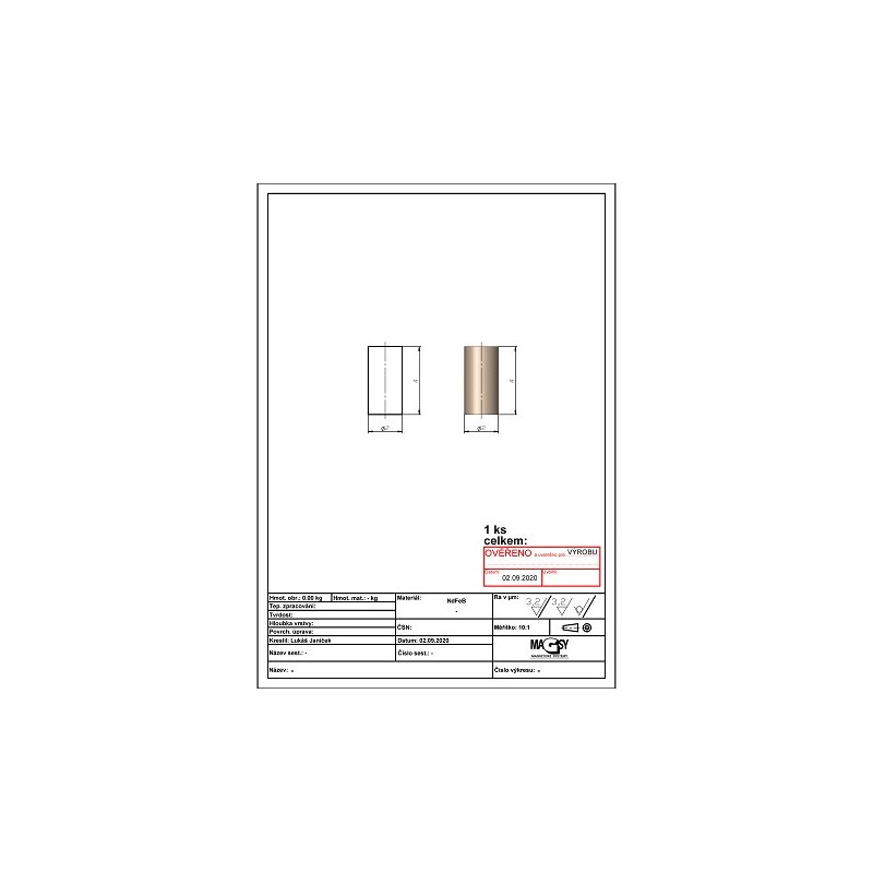 Magnet neodim cilindru cu diam.2x4 N 80°C, VMM8-N45