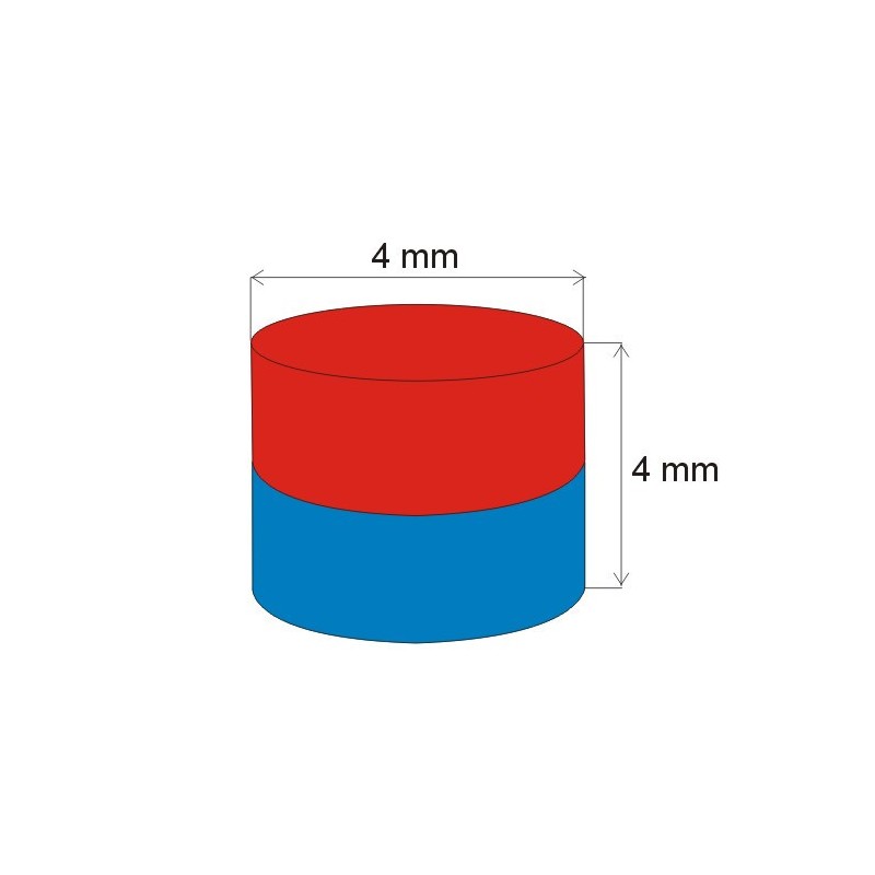 Magnet neodim cilindru cu diam.4x4 N 80 °C, VMM5-N38
