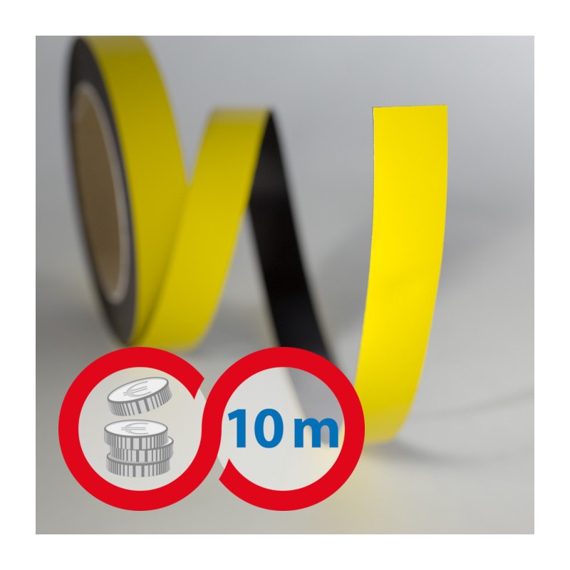 Bandă magnetică 20x0,6 mm galbenă - lungime 10 m