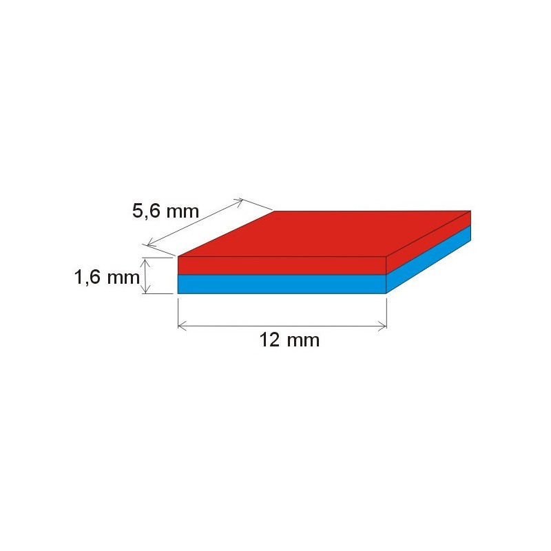 Magnet neodim bloc 12x5,6x1,6 P 180 °C, VMM6UH-N38UH
