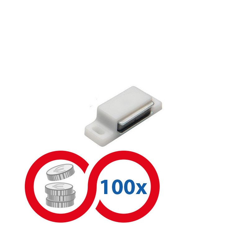 Magnet ușă mobilă dreptunghilar alb - set 100 buc