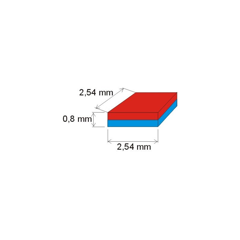 Magnet neodim bloc 2,54x2,54x0,8 P 150 °C, VMM6SH