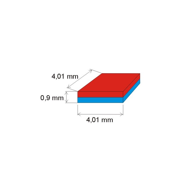 Magnet neodim bloc 4,01x4,01x0,9 E 150 °C, VMM6SH-N40SH