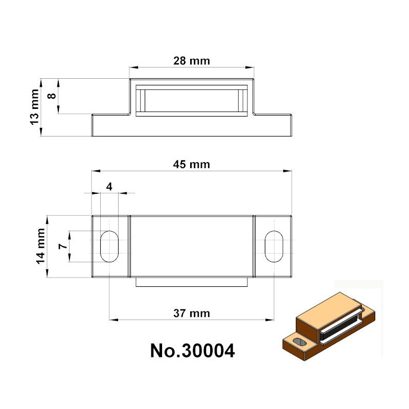 Magnet ușă mobilă dreptunghilar maro - set 100 buc