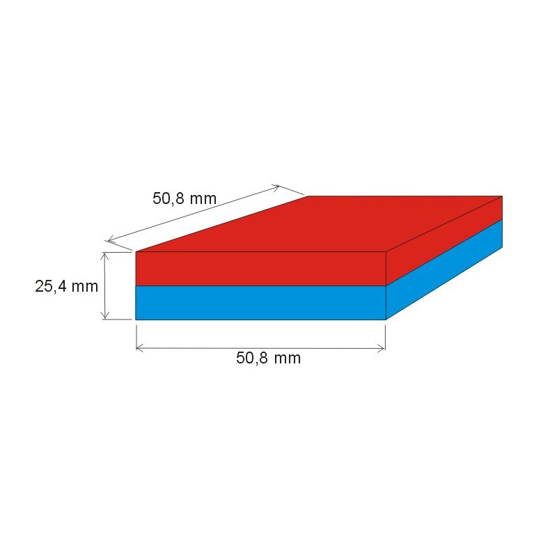 Magnet neodim bloc 50,8x50,8x25,4 N 80 °C, VMM6-N40