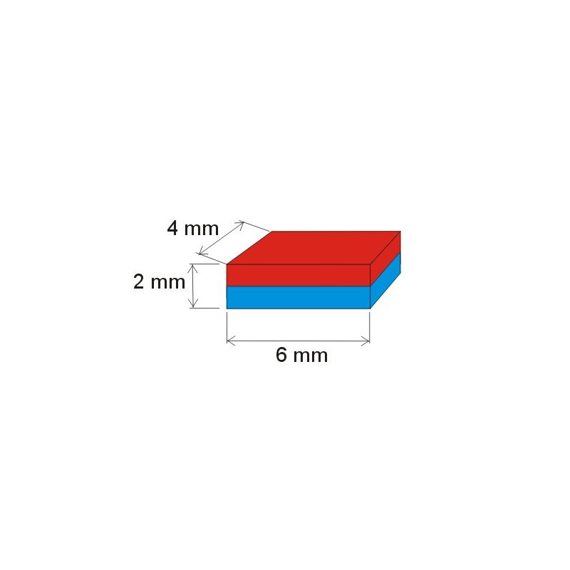 Magnet neodim bloc 6x4x2 N 120 °C, VMM65H-N44H