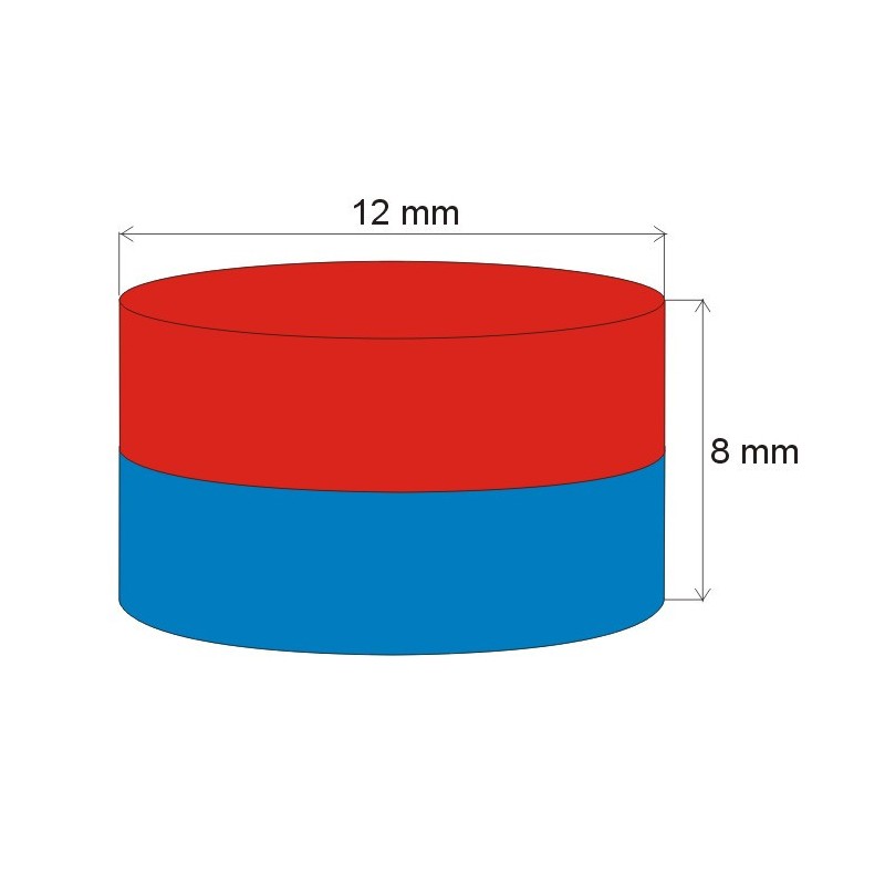 Magnet neodim cilindru cu diam.12x8 N 80 °C, VMM7-N42