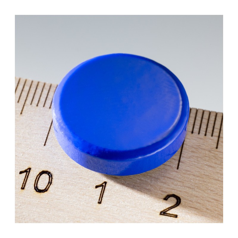 Magnet mai puternic rotund colorat diam.20x5 albastru - set 126 buc