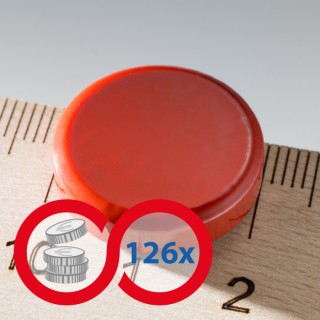 Magnet mai puternic rotund colorat diam.20x5 roșu - set 126 buc