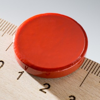 Magnet rotund colorat diam.26x5 roșu