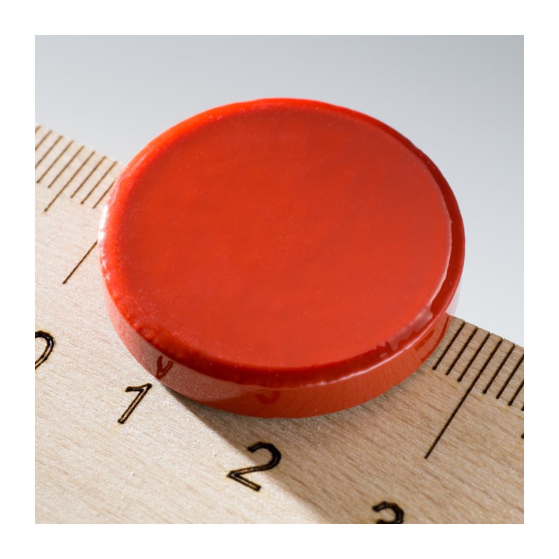 Magnet rotund colorat diam.26x5 roșu