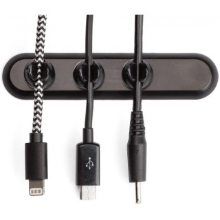 Organizator de cablu magnetic C-Slide, negru, 3 cleme de cablu