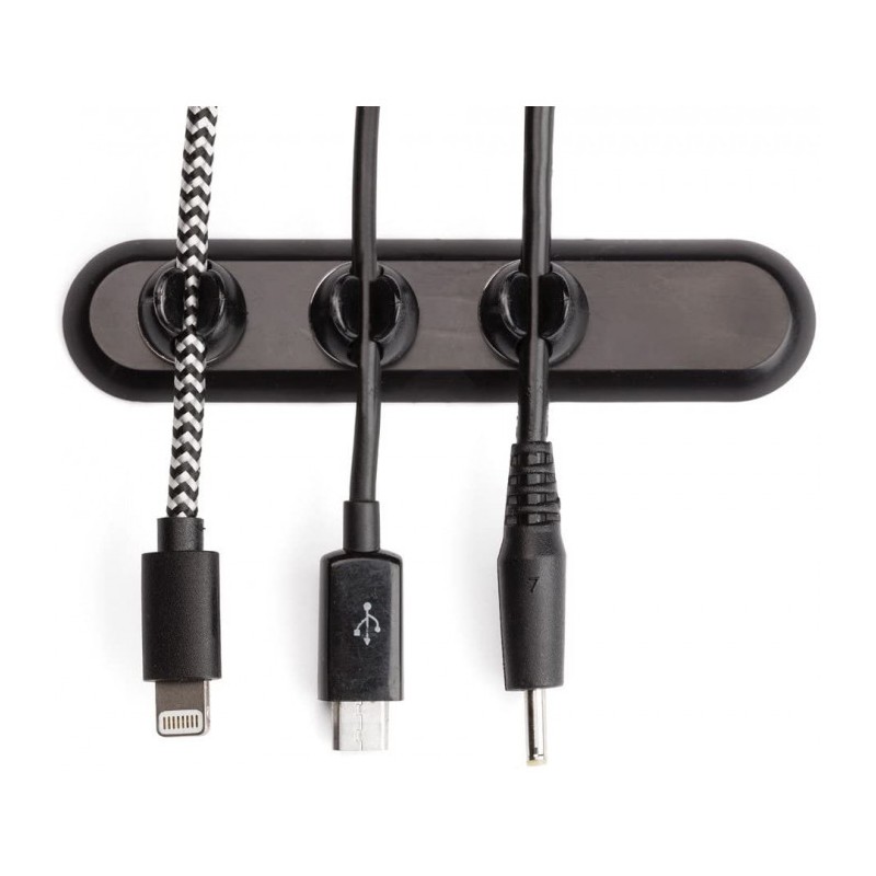 Organizator de cablu magnetic C-Slide, negru, 3 cleme de cablu