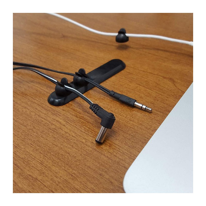 Organizator de cablu magnetic C-Slide, negru, 3 cleme de cablu