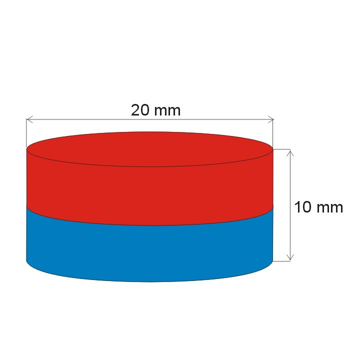 Magnet neodim cilindru cu diam.20x10 N 80 °C, VMM7-N42